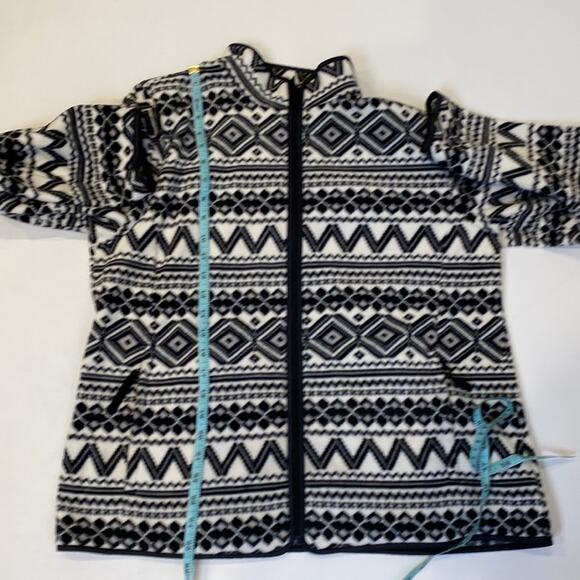 Talbots Geometric Print Fair Isle Polar Fleece Zipper Jacket EUC Sz XLP Poly - Picture 9 of 12